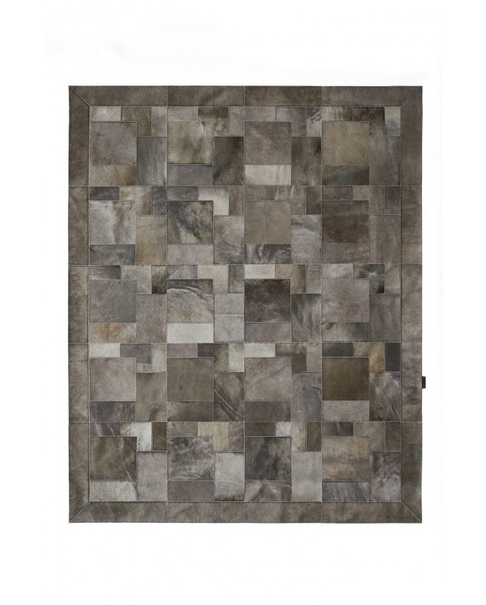 Cowhide rug k-1915 olive elephant puzzle