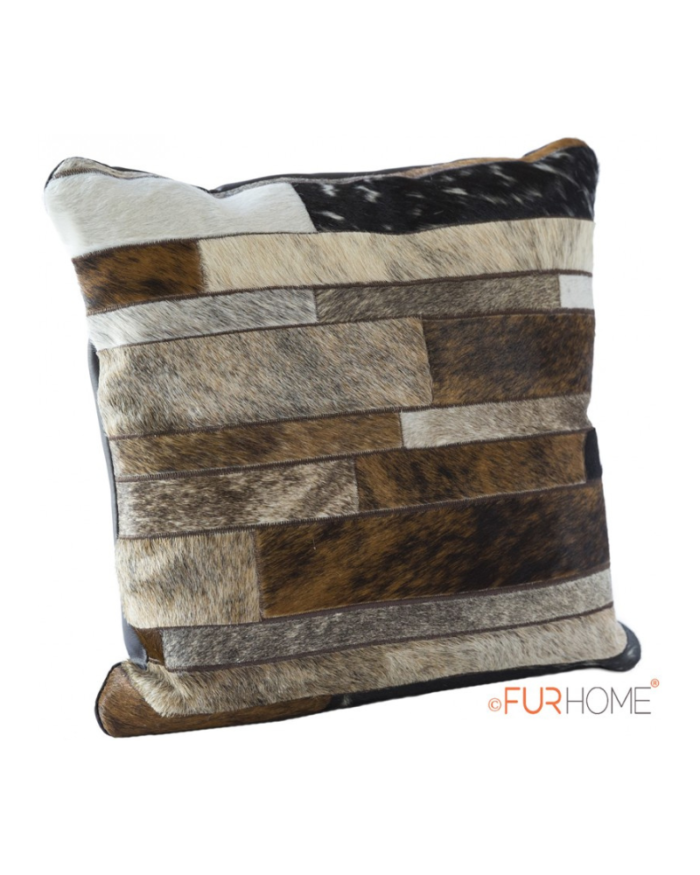 Cowhide cushion stripes dark brown ivory grey  natural 10 G-529