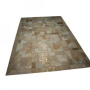Gold Beige Patchwork-Teppich Puzzle Gold mit Rahmen k-136