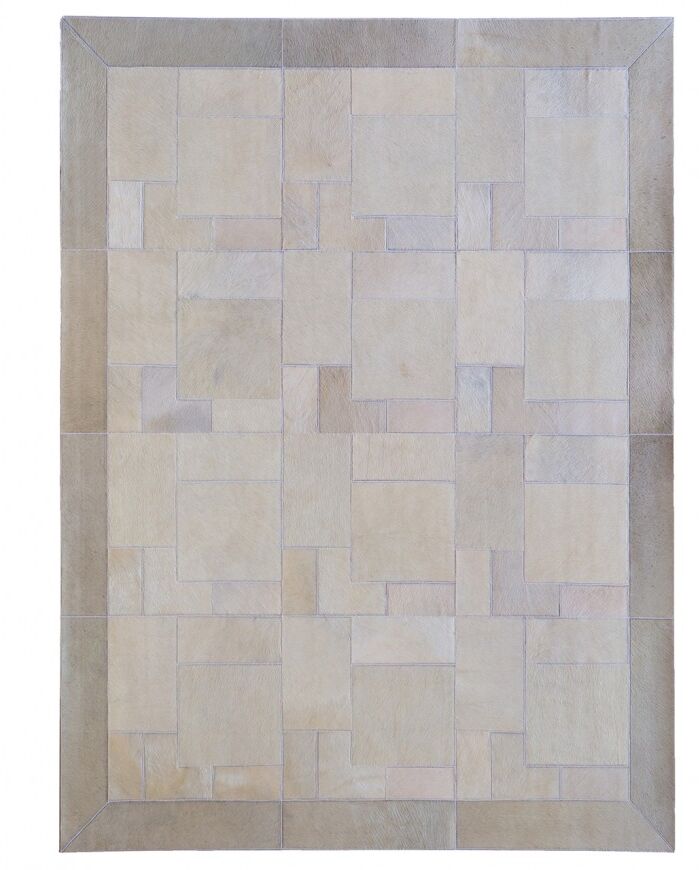 Ivory white puzzle cowhide rug k-113