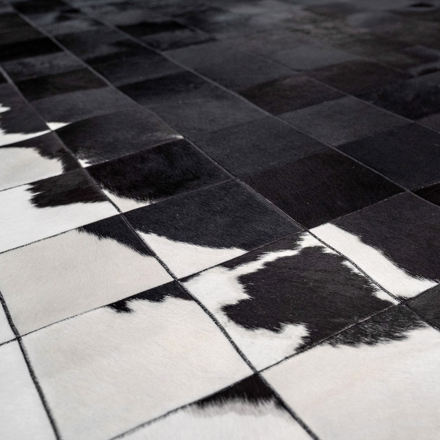 Δερμάτινο Χαλί Mosaic Μαύρο-Άσπρο k-1214