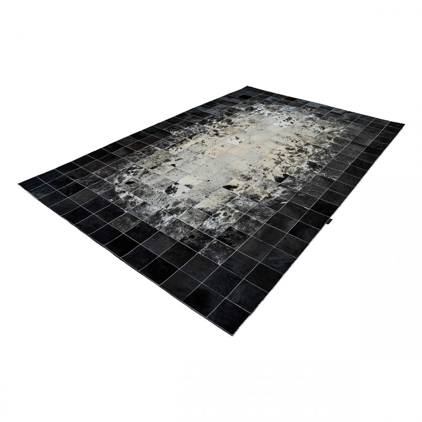Leder Teppich Mosaik S&P Weiß/Schwarz k-1219