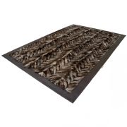 Genuine Fox Fur Rug Crystal with Dark Brown Leather edging - Cevron Design k-1122