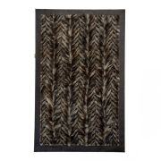 Genuine Fox Fur Rug Crystal with Dark Brown Leather edging - Cevron Design k-1122