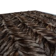 Genuine Fox Fur Rug Crystal with Dark Brown Leather edging - Cevron Design k-1122