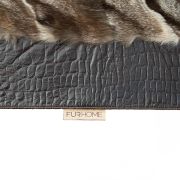 Genuine Fox Fur Rug Crystal with Dark Brown Leather edging - Cevron Design k-1122