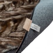 Genuine Fox Fur Rug Crystal with Dark Brown Leather edging - Cevron Design k-1122