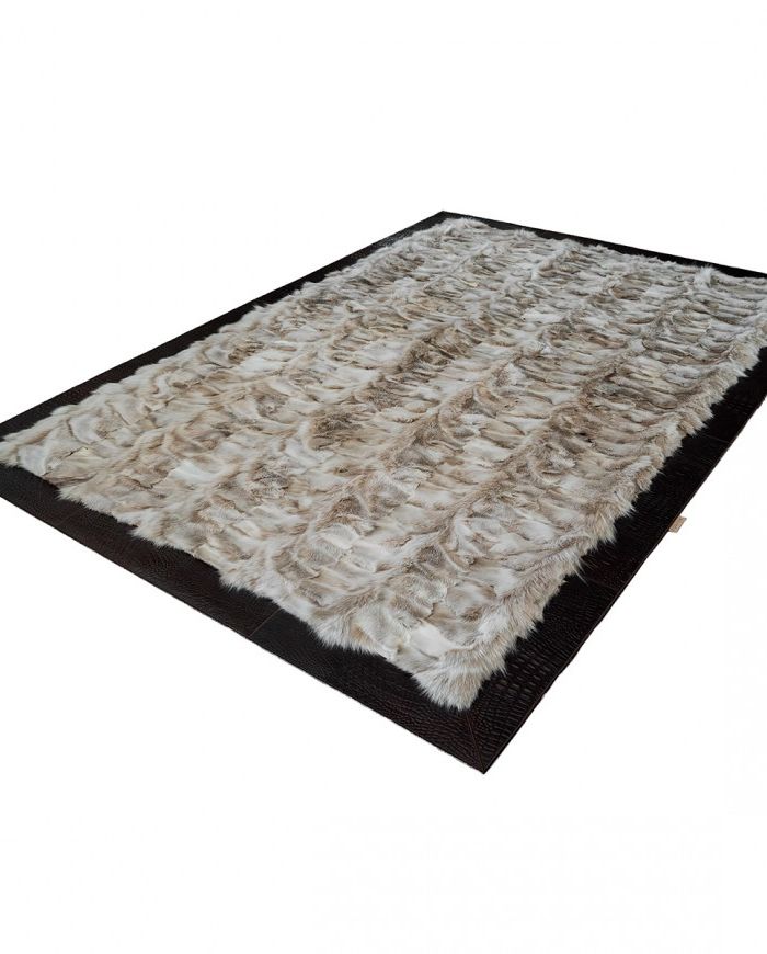 Sevron Fox Fur White Beige FR Crocco Leather k-1124