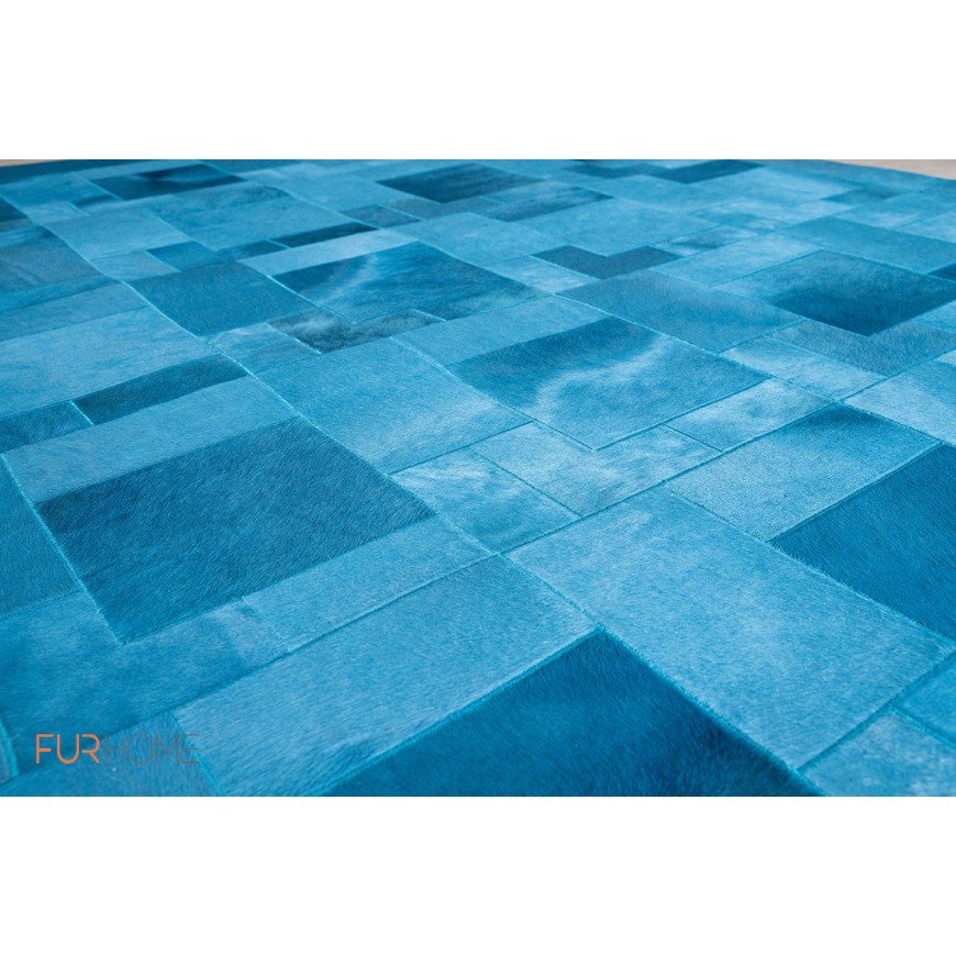 Luxury Leather Rug Design Puzzle Color Turquoise k-137