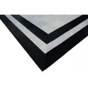 Patchwork Cowhide rug white mosaic  double line black k-158