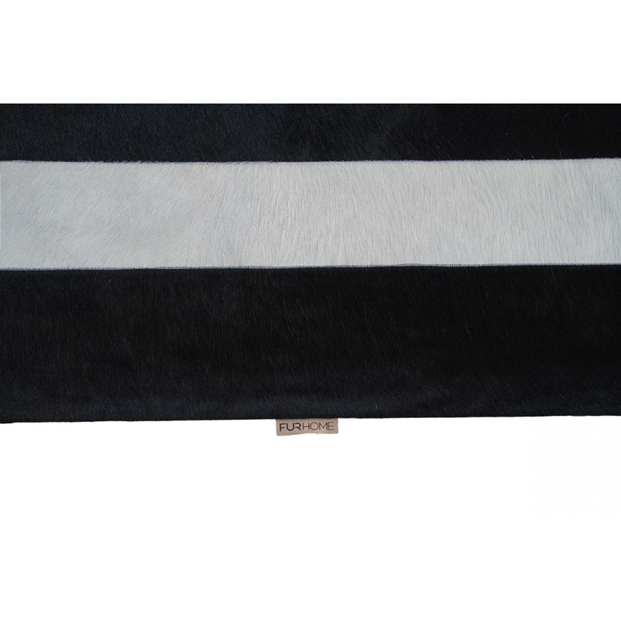 Patchwork Cowhide rug white mosaic  double line black k-158