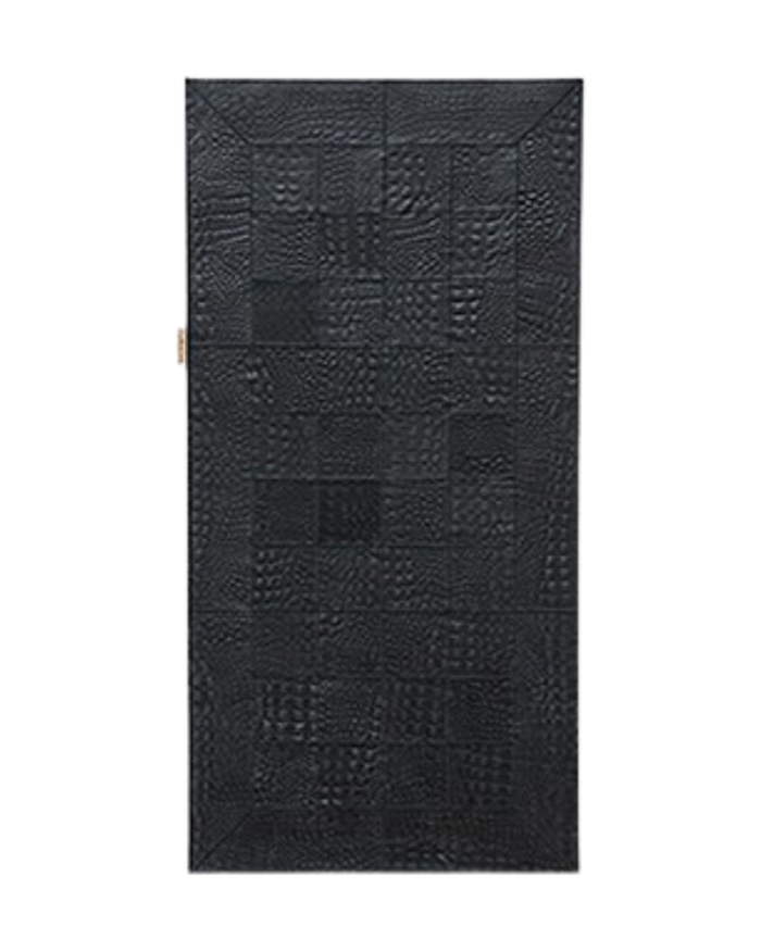 Patchwork leather rug for fireplace 10 croco black k-124