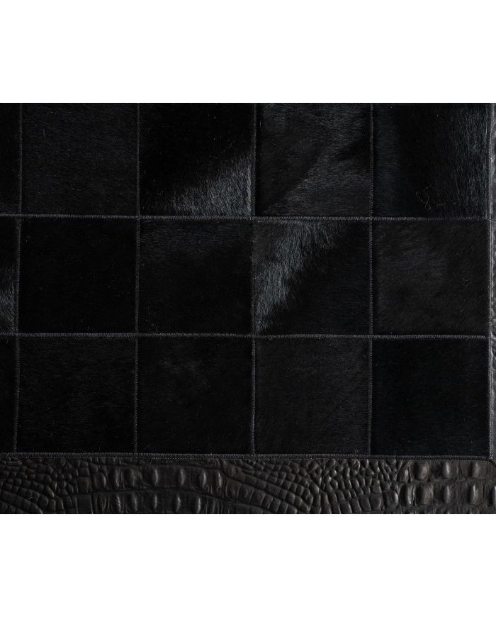 Patchwork leather rug  black/croco nero k-122