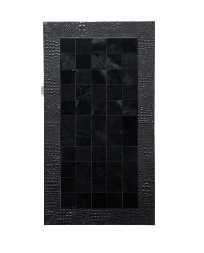 Patchwork leather rug  black/croco nero k-122