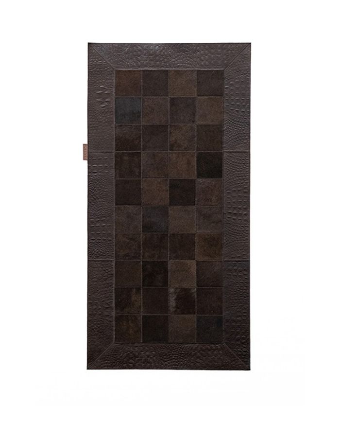 Patchwork Leather Rug Dark Brown fr Croco T.Moro k-300