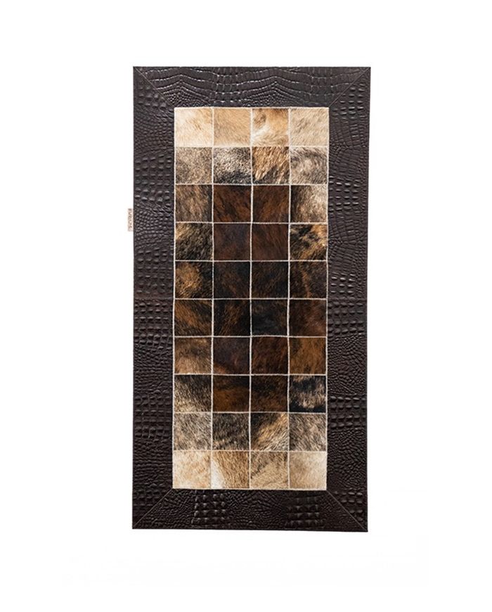 Patchwork Leather Rug Dark Medium Brown fr Croco T.Moro