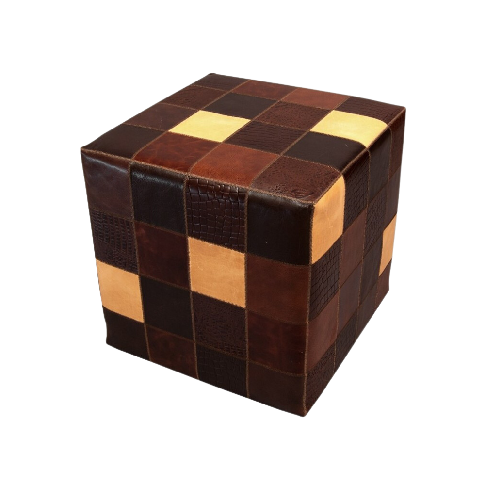 Leather cube cover* multicolor brown